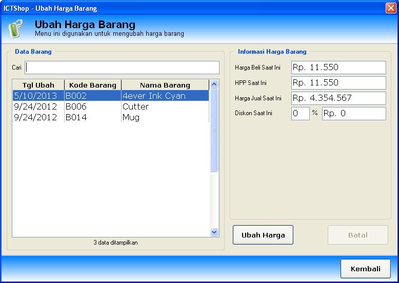 ubah harga barang